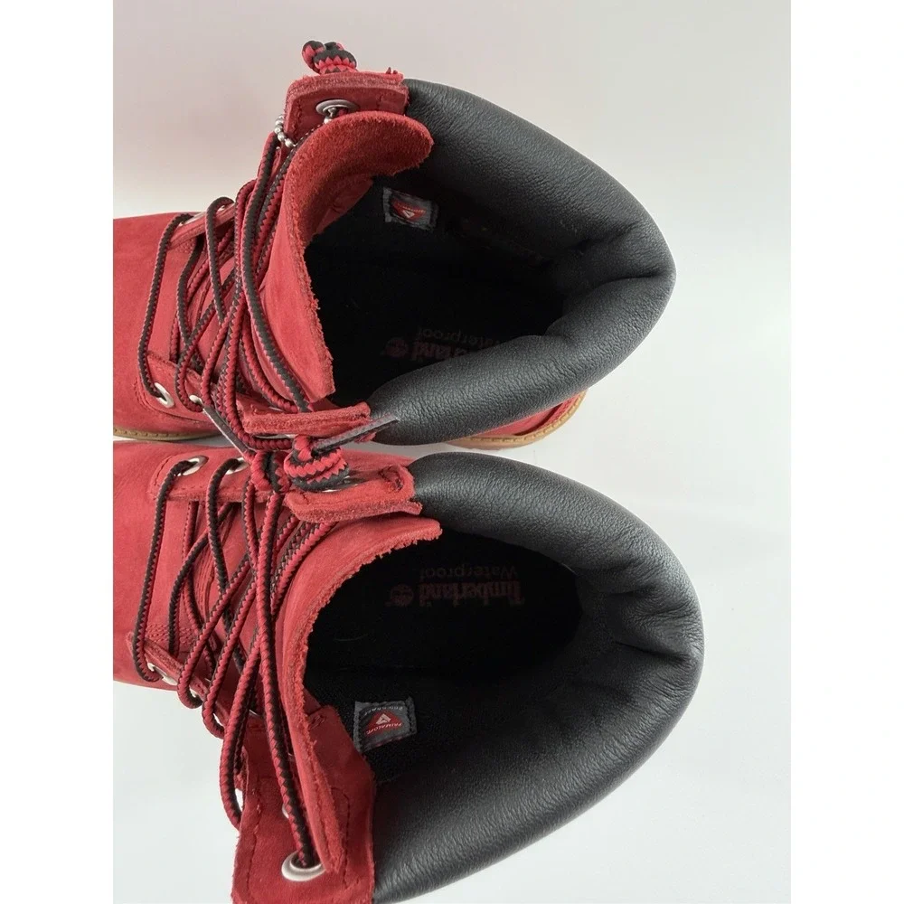 Timberland Boots Boys 5.5 US Red Suede Nubuck 6 Inch Premium Waterproof Hiking
